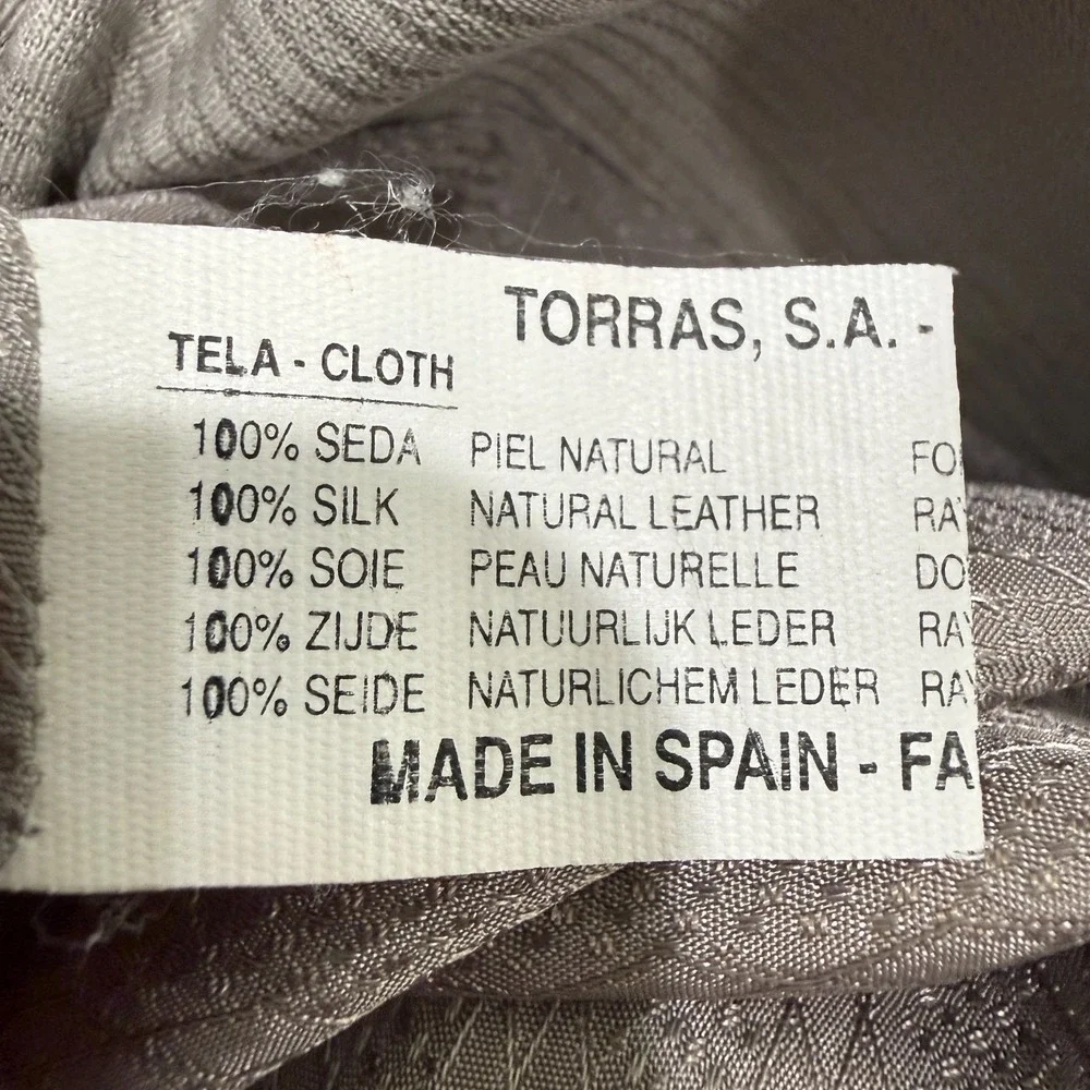 Torras 100% Silk Leather Jacket Mens (fits Large XL) Blue Gray Mesh‎ Zip Spain